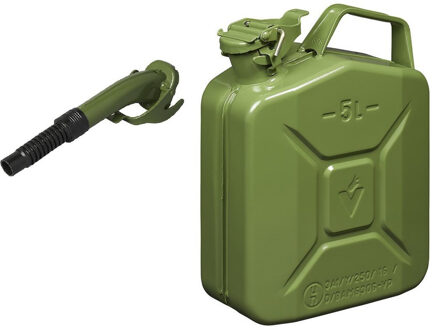 ProPlus Metalen jerrycan legergroen voor brandstof 5 liter incl. schenktuit