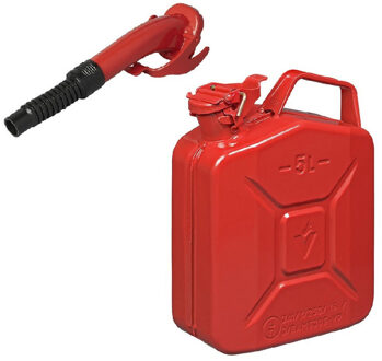 ProPlus Metalen jerrycan rood voor brandstof 5 liter incl. schenktuit