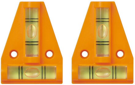 ProPlus Mini driehoek waterpas - 2x - voor vaste bevestiging - 58 x 44 mm - 2 libellen - met schroef