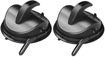 ProPlus Ophanghaak met zuignap - Set van 2x stuks - zwart - D12 cm - max 15 kilo