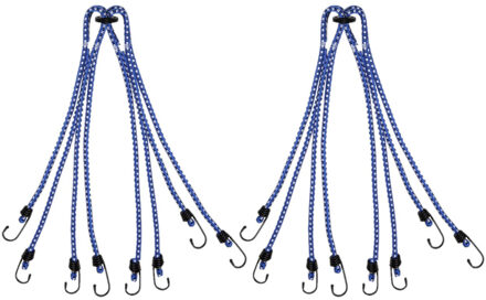 ProPlus Pro Plus Bagagespin/snelbinders - 2x stuks - 8 armig - met haken - 8 x 40 cm - elastisch - fiets/mot