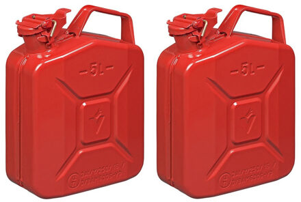 ProPlus Pro Plus Jerrycan - 2x - 5 liter - metaal rood - geschikt voor brandstof - benzine / diesel - 28x20x