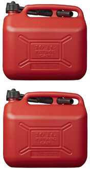 ProPlus Pro Plus Jerrycan - 2x - rood - 10 liter - voor benzine en diesel - brandstof - kunststof