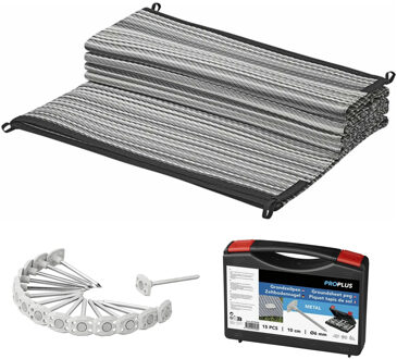 ProPlus Pro Plus Tenttapijt incl. grondzeilpen 10x - grijs/wit - 250x300 cm - set