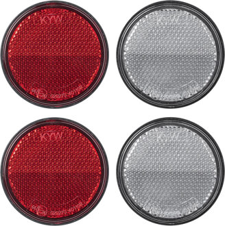 ProPlus Reflector Set - 4 stuks - 2x rood - 2x wit - M5 boutbevestiging - 60 mm - rond