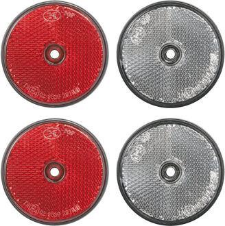 ProPlus Reflector Set - 4 stuks - 2x rood - 2x wit - schroefbevestiging - 60 mm - rond