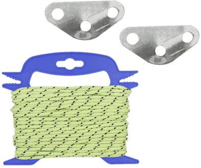 ProPlus Scheerlijn 40 meter fluor geel op haspel met 20x stuks scheerlijn driehoek spanners