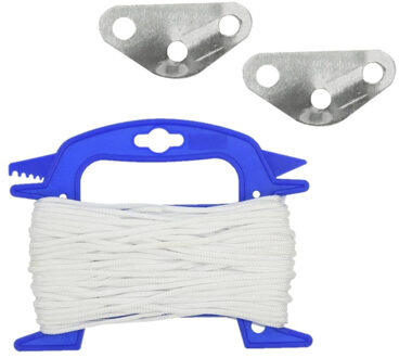 ProPlus Scheerlijn 40 meter wit op haspel met 20x stuks scheerlijn driehoek spanners