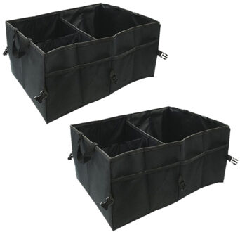 ProPlus Set van 2x stuks auto kofferbak organizers tas zwart opvouwbaar 52 x 38 x 26 cm