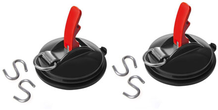 ProPlus Set van 2x stuks proplus zuignapbevestiging - met ring - 2 s-haken - 11 cm - tot 10 kg