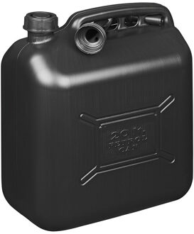 ProPlus Set van 2x Zwarte jerrycan/watertank met schenktuit 20 liter - Voor water en benzine - Grote jerrycans/watertanks voor onderweg of op de camping