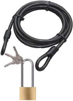 ProPlus Staalkabel met 40 mm hoog hangslot - 10m x 12mm kabel - geplastificeerd - kabelslot met 3 sleutels