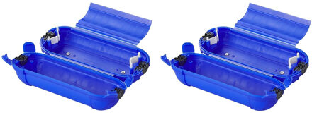 ProPlus Stekkersafe veiligheidsbox - 2x - IP44 - voor Schuko stekkerverbindingen - blauw
