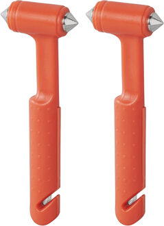 ProPlus Veiligheidshamer met gordelsnijder - 2x - incl. houder - oranje - noodhamer