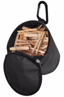 ProPlus Wasknijperzak met karabijn - inclusief 100x stuks bamboe houten wasknijpers - was ophangen