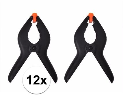 ProPlus zeilklemmen/lijm klem - set 12x stuks - zwart - 15 cm - kunststof