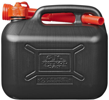 ProPlus Zwarte jerrycan/watertank/benzinetank 5 liter - Voor water en benzine - Jerrycans/watertanks voor onderweg of op de camping