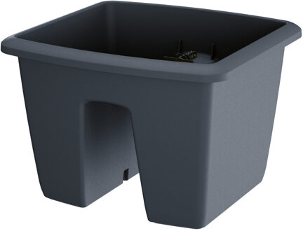 Prosperplast 1x Kunststof balkon plantenpotten/bloempotten antraciet 29 cm - Plantenpotten Grijs