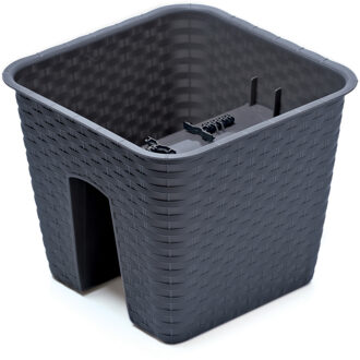 Prosperplast 1x Kunststof Ratolla vierkante rotan balkon plantenpotten/bloempotten antraciet 8,5 liter