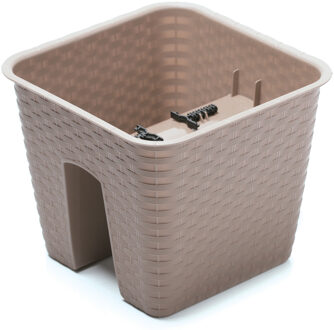 Prosperplast 1x Kunststof Ratolla vierkante rotan balkon plantenpotten/bloempotten taupe 8,5 liter