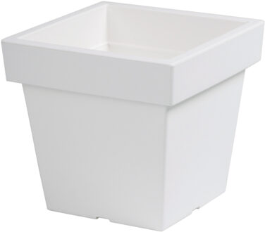 Prosperplast 1x Kunststof vierkante bloempotten/plantenpotten 20 cm wit