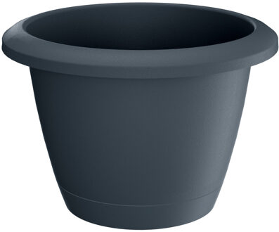 Prosperplast 1x Stuks kunststof Respana bloempotten/plantenpotten antraciet 14 cm inclusief onderzetter
