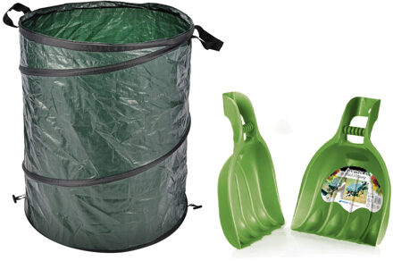 Prosperplast 2 stuks kunststof bladgrijpers/handharken 39 cm met tuinafvalzak 130L voor tuinafval/bladeren