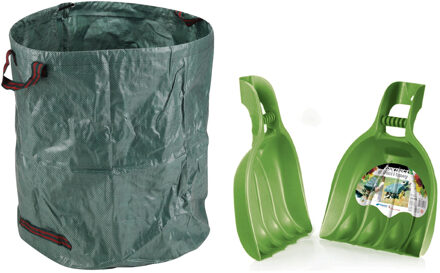 Prosperplast 2 stuks kunststof bladgrijpers/handharken 39 cm met tuinafvalzak 272L voor tuinafval/bladeren