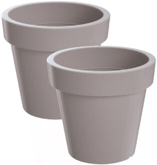 Prosperplast 2x Kunststof bloempotten/plantenpotten 20 cm taupe - Plantenpotten