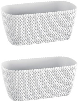 Prosperplast 2x Kunststof splofy plantenbak/bloembak wit 30 cm