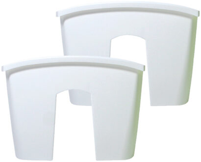 Prosperplast 2x stuks balkon railing opzet plantenbakken/bloembakken kunststof 39 x 28 x 20 cm parel wit kleur