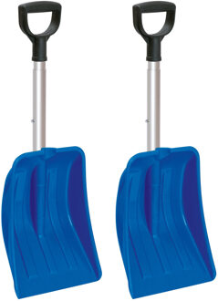 Prosperplast 2x stuks compacte sneeuwscheppen / sneeuwschuivers blauw uitschuifbare steel 69 - 83 cm