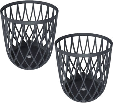 Prosperplast 2x Stuks kunststof opbergmanden antraciet 39 cm