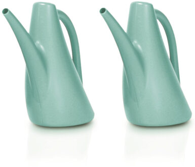 Prosperplast 2x Stuks mintgroene bloemen/planten gieters kunststof 1,5 liter