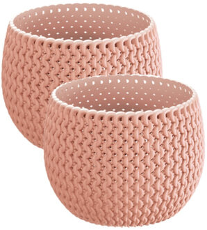 Prosperplast 2x Stuks ronde roze kunststof Splofy bloempotten/plantenpotten 1,4 liter