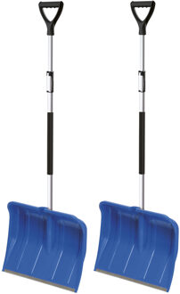 Prosperplast 2x stuks sneeuwscheppen/sneeuwschuivers blauw telescopische steel 122 - 160 cm