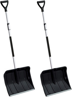 Prosperplast 2x stuks sneeuwscheppen / sneeuwschuivers zwart telescopische steel 120 - 160 cm