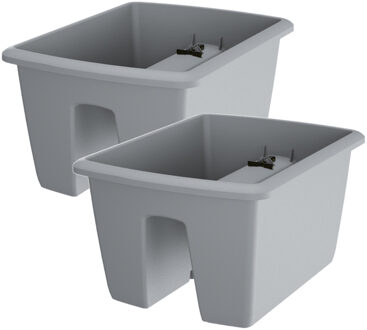 Prosperplast 3x Kunststof balkon plantenpotten/bloempotten lichtgrijs 40 cm