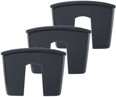 Prosperplast 3x stuks balkon railing opzet plantenbakken/bloembakken kunststof 39 x 28 x 20 cm antraciet grijs kl
