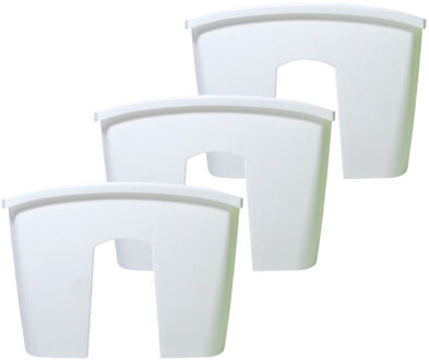 Prosperplast 3x stuks balkon railing opzet plantenbakken/bloembakken kunststof 39 x 28 x 20 cm parel wit kleur