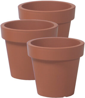 Prosperplast 3x stuks basic plantenpot/bloempot kunststof dia 16 cm/hoogte 14.5 cm terra cotta