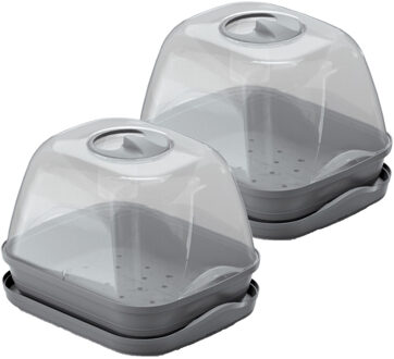 Prosperplast 3x stuks kweekbakjes/kweekkasten grijs met deksel 25 x 19 x 18 cm