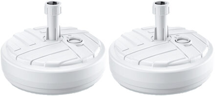 Prosperplast 3x Stuks ronde kunststof parasolvoeten wit 10 liter - diameter 39 cm