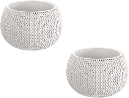 Prosperplast 3x Stuks ronde witte Splofy kunststof bloempotten/plantenpotten 4 liter - 29 cm - binnen/buiten decoratie