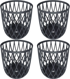 Prosperplast 4x Stuks kunststof opbergmanden antraciet 39 cm