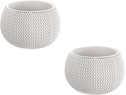 Prosperplast 4x Stuks ronde witte Splofy kunststof bloempotten/plantenpotten 4 liter - 29 cm - binnen/buiten decoratie