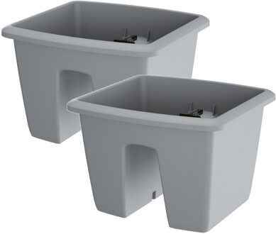 Prosperplast 6x Kunststof balkon plantenpotten/bloempotten lichtgrijs 29 cm
