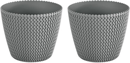 Prosperplast 6x Kunststof Splofy bloempotten/plantenpotten lichtgrijs 35 cm