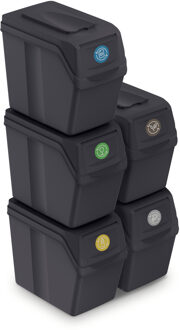 Prosperplast Afvalscheidingsbak - 5x - grijs - kunststof - 20 L