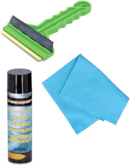 Prosperplast Autoramen IJskrabber/trekker groen 16 cm met anti-condens doek en ruitenontdooier spray - IJskrabbers